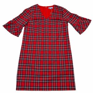 Draper James Angie Check Ruffle Sleeve Shift Dress